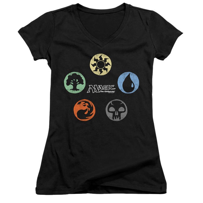 Magic The Gathering 5 Colors Juniors V-Neck T-Shirt