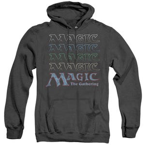 Magic The Gathering Retro Logo Repeat Adult Heather Hoodie