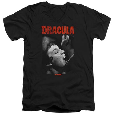 HAMMER HOUSE OF HORROR CHRISTOPHER LEE DRACULA BITE V-Neck T-Shirt