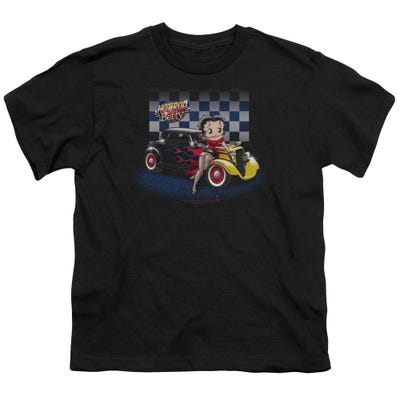 Hot Rod Flames Car Betty Boop Kids T-Shirt