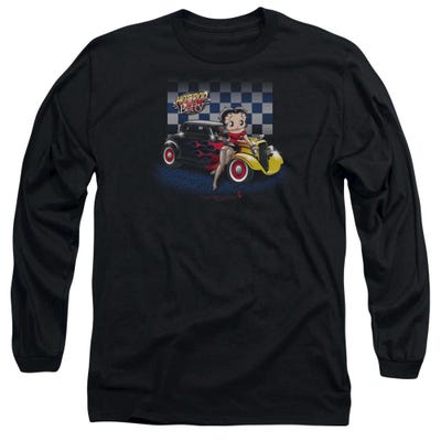 Hot Rod Flames Car Betty Boop Long Sleeve Shirt