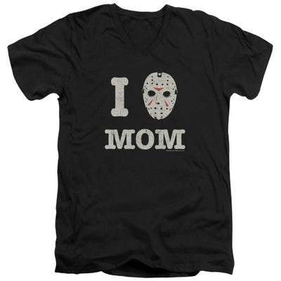 I Heart Mom Jason Vorhees Friday The 13th Mommas Boy V-Neck T-Shirt