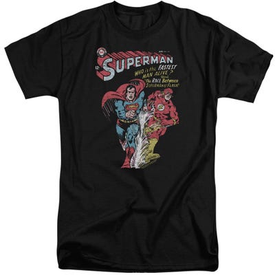 Superman With The Flash Vintage Who Is The Fastest Man Alive Tall T-Shirt