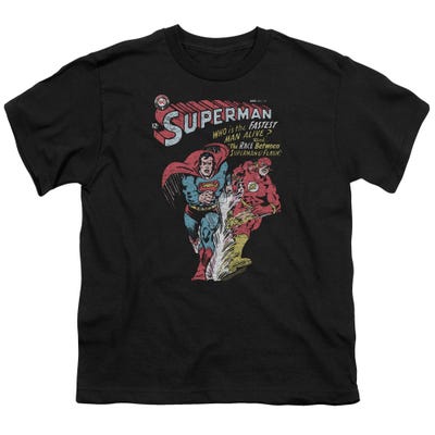 Superman With The Flash Vintage Who Is The Fastest Man Alive Kids T-Shirt