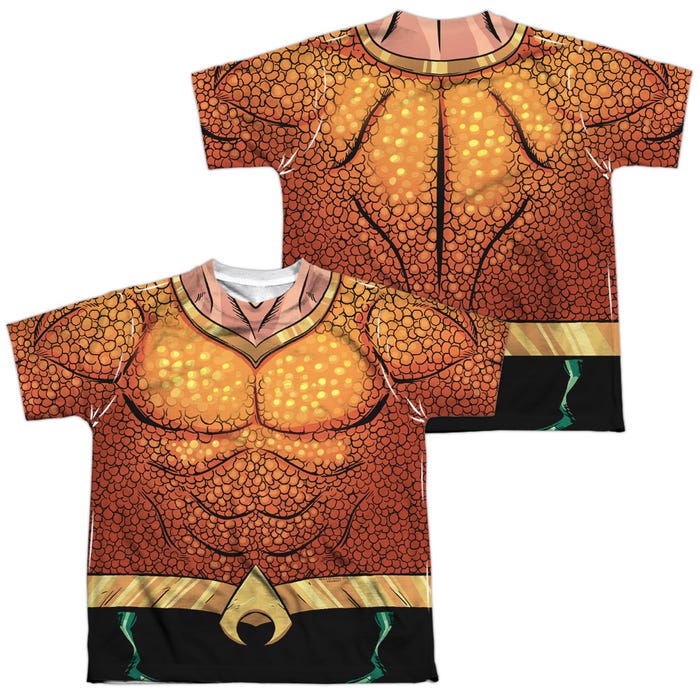 JLA Aquaman Rebirth Uniform Back & Front Kids Sublimation T-Shirt