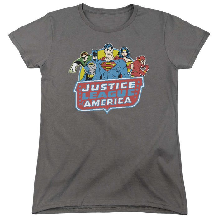 Justice League 8 Bit League Womens T-Shirt