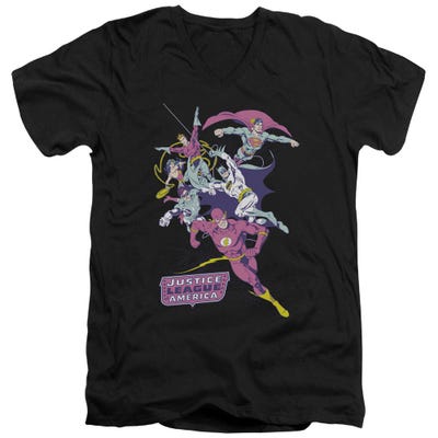Justice League Colorful League V-Neck T-Shirt