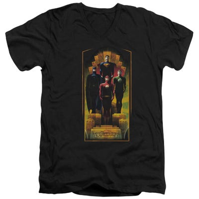Justice League Deco V-Neck T-Shirt