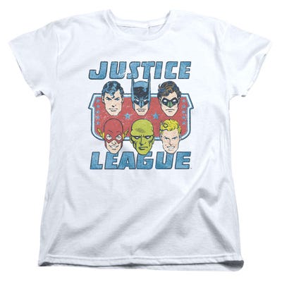 Justice League Faces Of Justice Womens T-Shirt