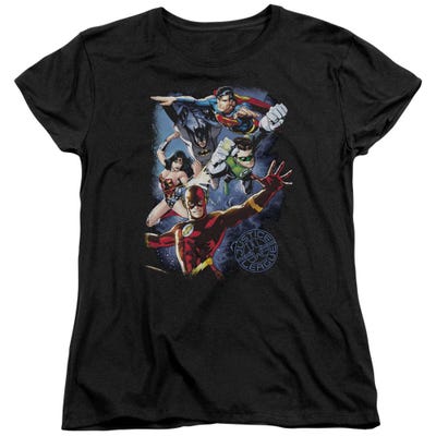 Justice League Galactic Attack Color Womens T-Shirt