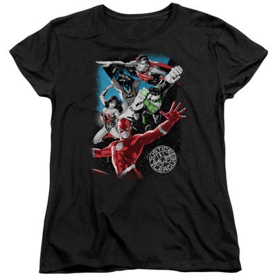 Justice League Galactic Attack Womens T-Shirt