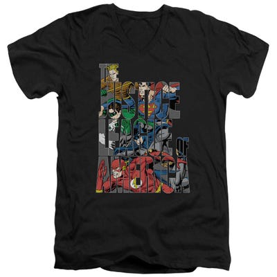 Justice League Lettered League V-Neck T-Shirt