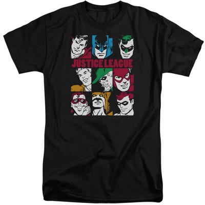 Justice League Nine Blocks Of Justice Tall T-Shirt