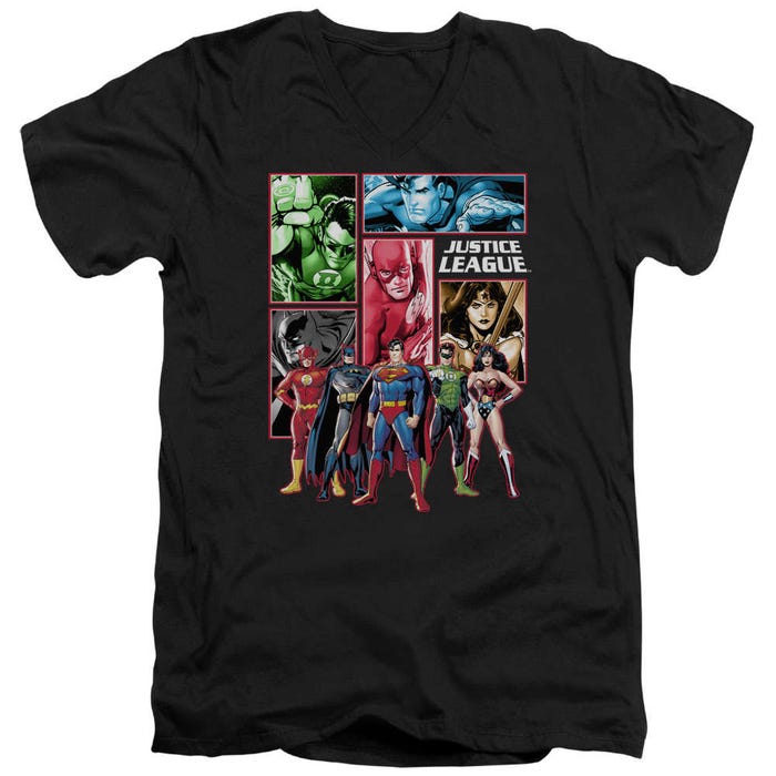 Justice League Panels V-Neck T-Shirt