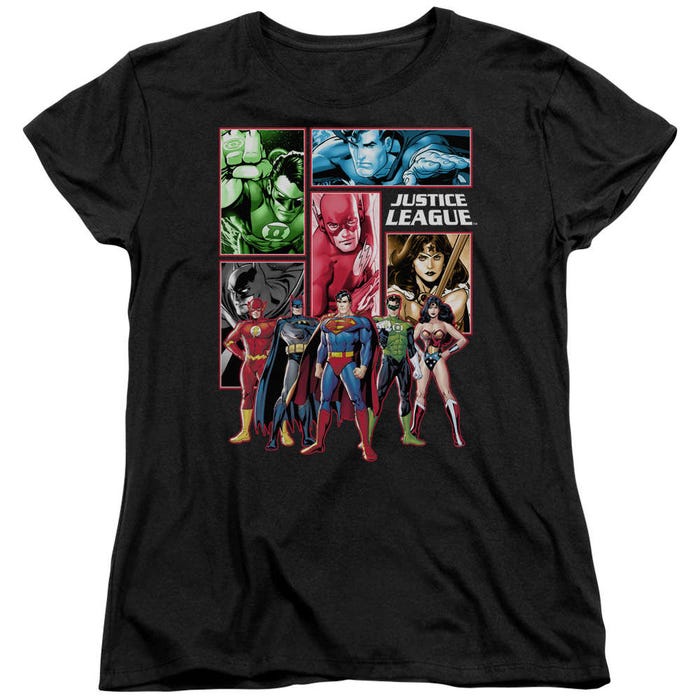 Justice League Panels Womens T-Shirt