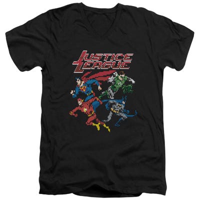 Justice League Pixel League V-Neck T-Shirt
