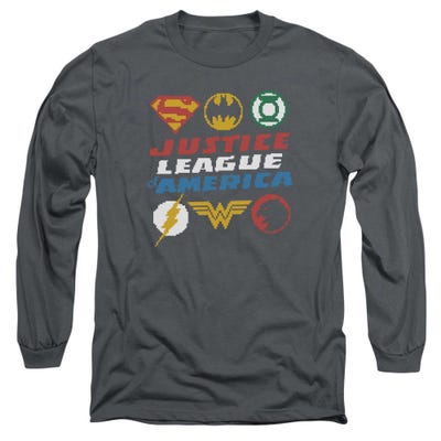 Justice League Pixel Logos  Long Sleeve Shirt