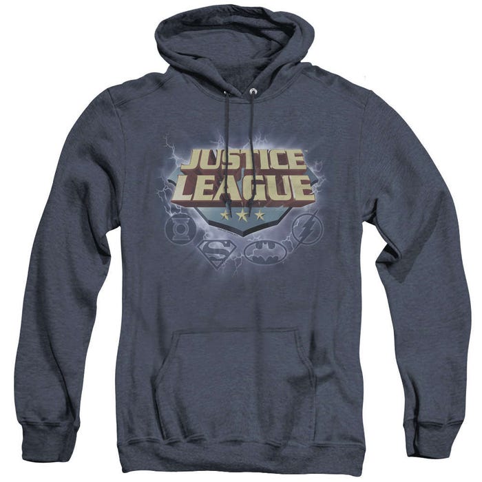 Justice League Storm Logo Adult Heather Hoodie