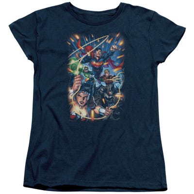 Justice League Under Attack Womens T-Shirt