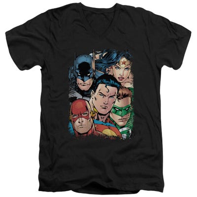 Justice League Up Close And Personal V-Neck T-Shirt