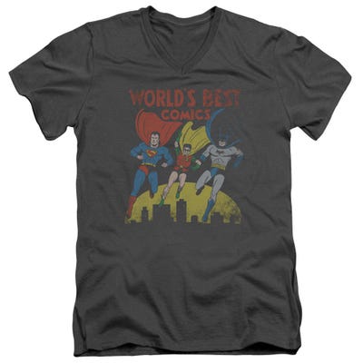 Justice League Worlds Best Comics V-Neck T-Shirt