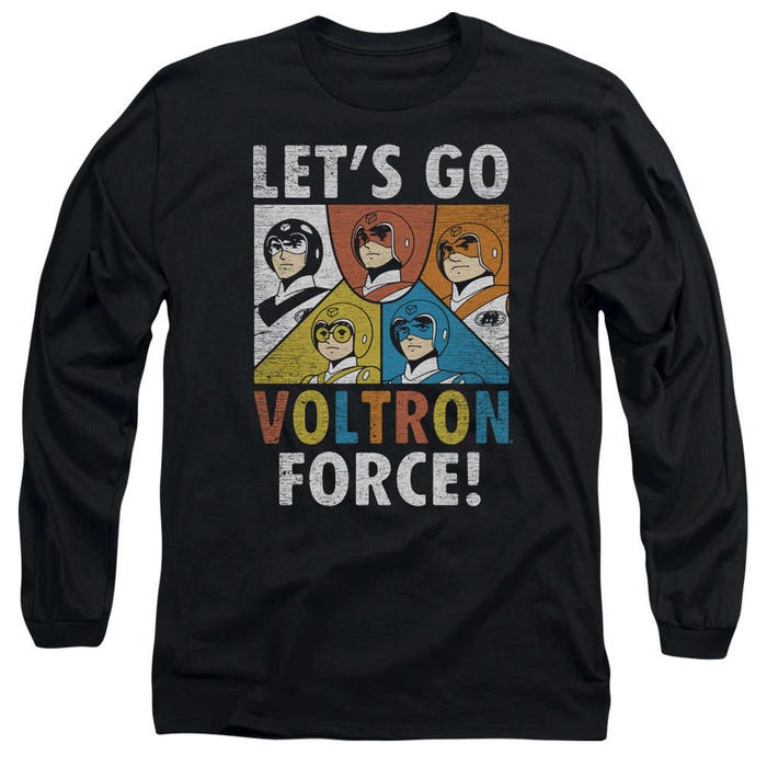 Let's Go Voltron Force Team Up Retro Long Sleeve Shirt