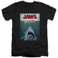 Lined Poster Jaws V-Neck T-Shirt