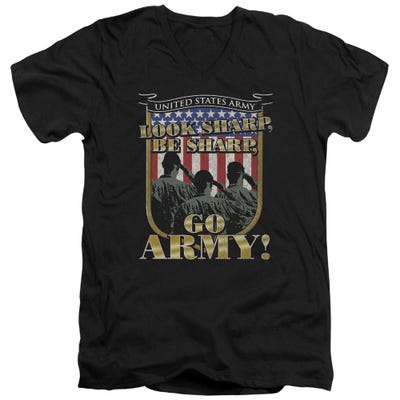 Look Sharp, Be Sharp, Go U.S. Army USA Flag V-Neck T-Shirt