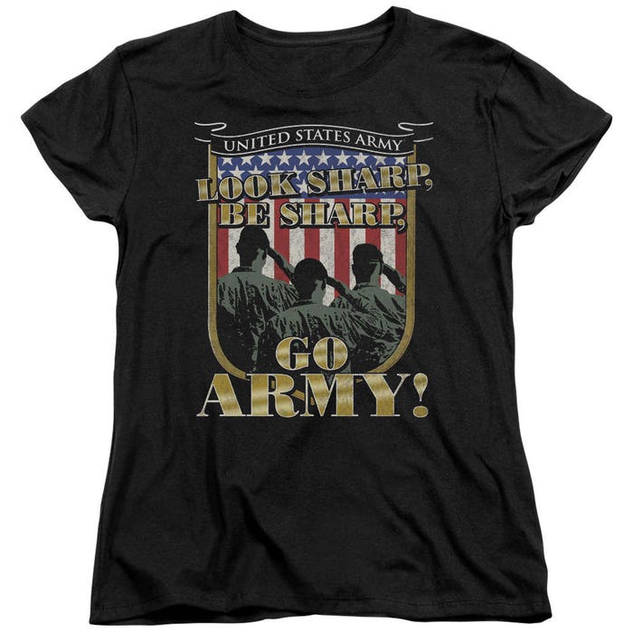 Look Sharp, Be Sharp, Go U.S. Army USA Flag Womens T-Shirt
