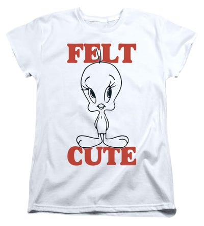 Looney Tunes Tweety Bird Felt Cute Womens T-Shirt