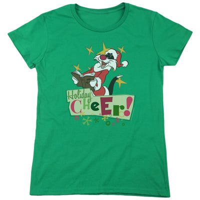 Looney Tunes Sylvester Holiday Cheer Christmas Womens T-Shirt