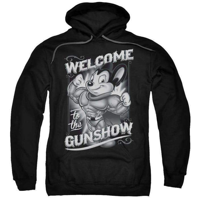 Mighty Mouse Black & White Welcome to the Gunshow Hoodie