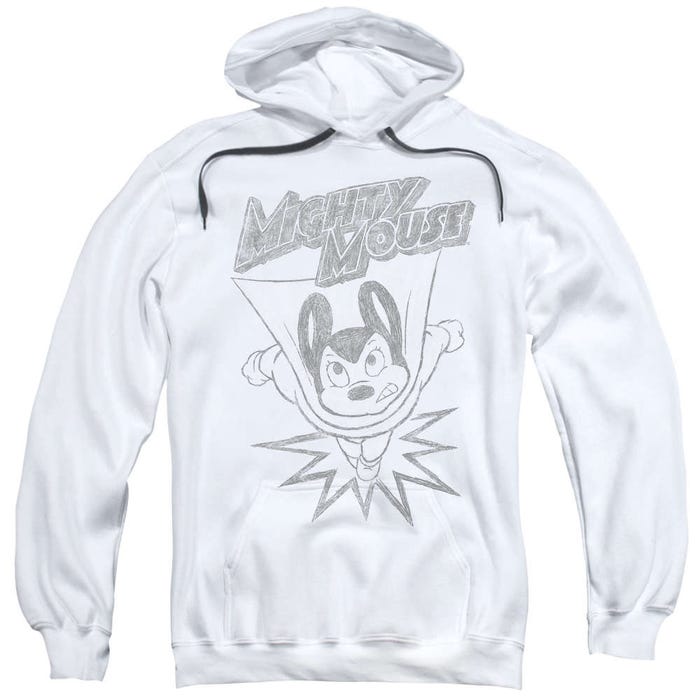 Mighty Mouse Bursting Out Pencil Sketch Hoodie