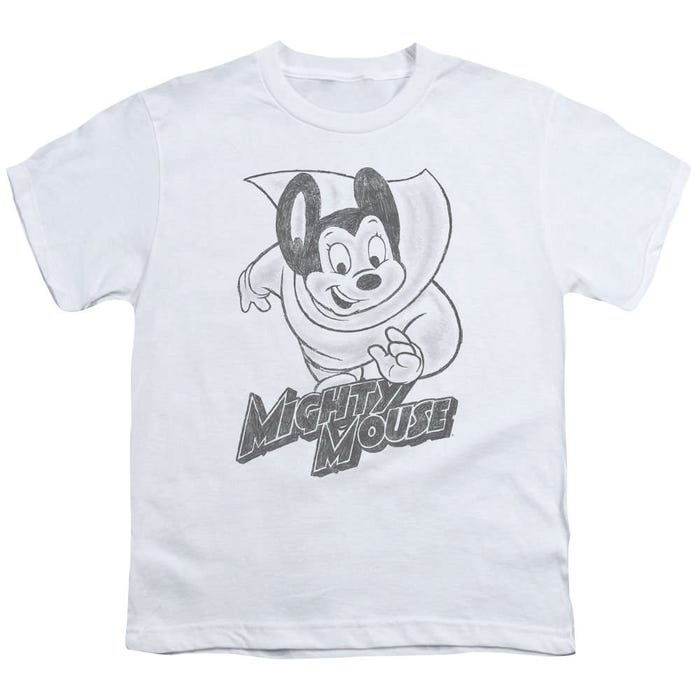 Mighty Mouse Graystyle Pencil Sketch Kids T-Shirt