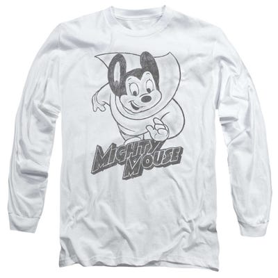 Mighty Mouse Graystyle Pencil Sketch Long Sleeve Shirt