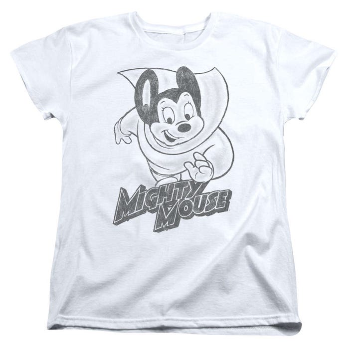 Mighty Mouse Graystyle Pencil Sketch Womens T-Shirt
