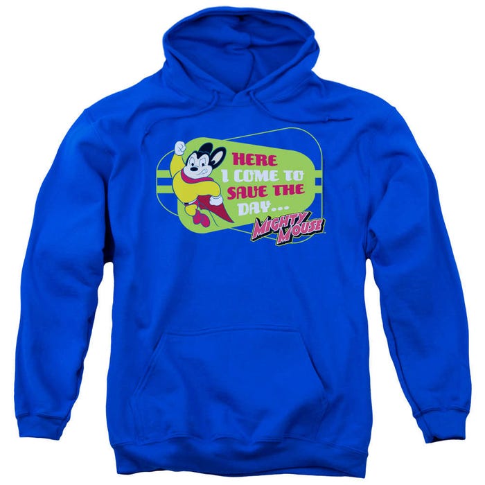 Mighty Mouse Here I Come Retro Logo Hoodie