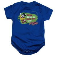 Mighty Mouse Here I Come Retro Logo Baby Bodysuit