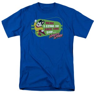 Mighty Mouse Here I Come Retro Logo T-Shirt