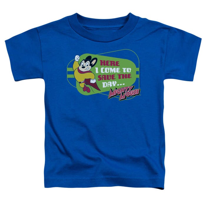 Mighty Mouse Here I Come Retro Logo Toddler T-Shirt