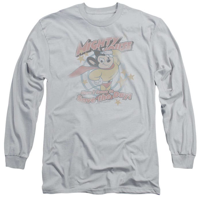 Mighty Mouse Here I Come to Save the Day At Your Service Long Sleeve Shirt