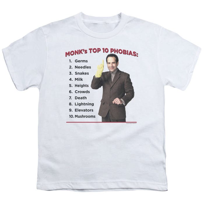 Monk Top 10 Phobias Kids T-Shirt