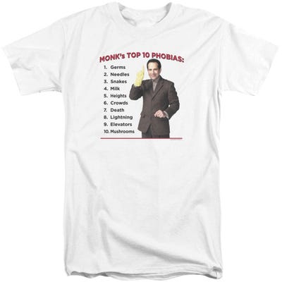 Monk Top 10 Phobias Tall T-Shirt