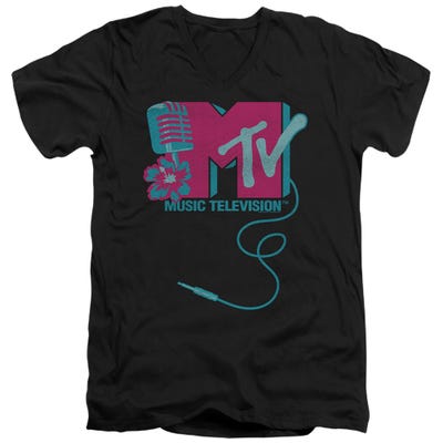 MTV MICROPHONE LOGO V-Neck T-Shirt