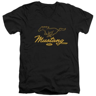 Mustang Pony Script Ford V-Neck T-Shirt