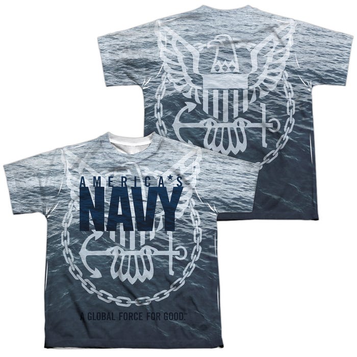 Navy Force For Good Back & Front Kids Sublimation T-Shirt