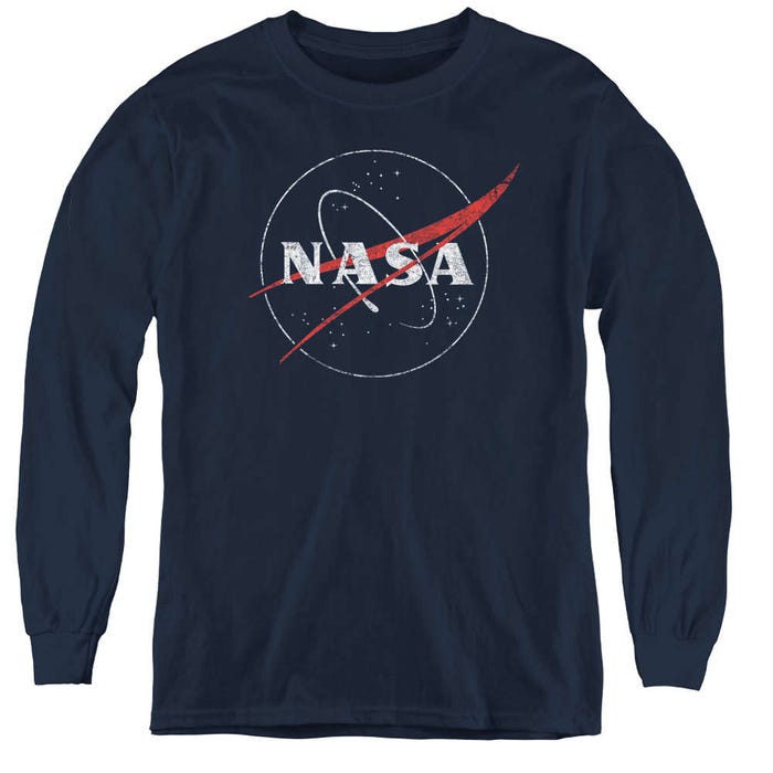 NASA Distressed Logo Kids Long Sleeve Shirt