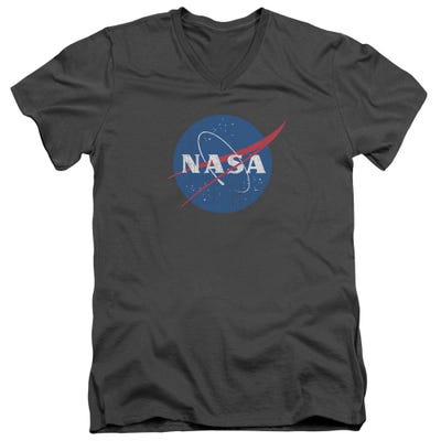 Nasa Meatball Logo Distressed V-Neck T-Shirt