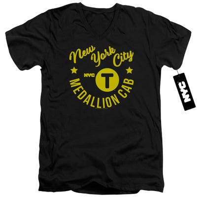 NYC HIPSTER TAXI Medallion Cab New York City V-Neck T-Shirt