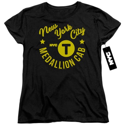 NYC HIPSTER TAXI Medallion Cab New York City Womens T-Shirt